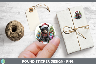 Woodland Christmas Santa Black Bear Stickers | Round Labels