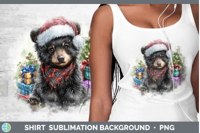 Black Bear Shirt Woodland Christmas Santa Sublimation Backgr