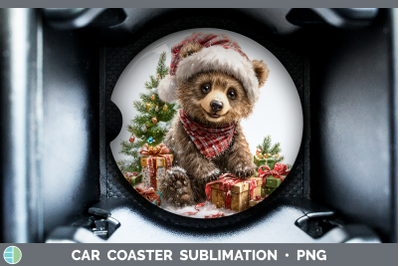Grizzly Bear Car Coaster Woodland Christmas Santa Sublimatio