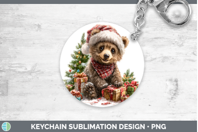 Grizzly Bear Keychain Woodland Christmas Santa Sublimation K