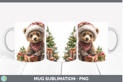 Grizzly Bear Mug Wrap Woodland Christmas Santa Sublimation C