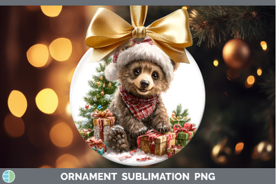 Grizzly Bear Ornament Woodland Christmas Santa Sublimation B