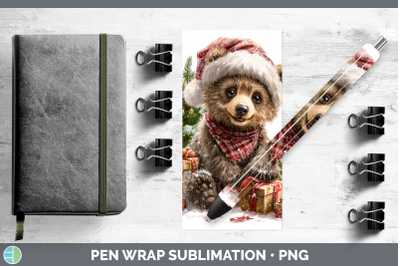 Grizzly Bear Pen Wrap Woodland Christmas Santa Sublimation P