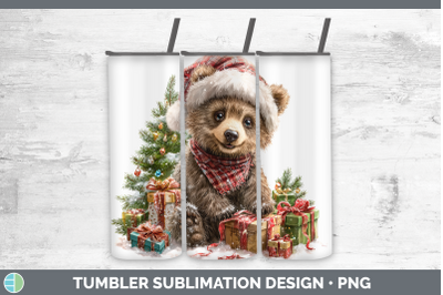 Grizzly Bear Tumbler Woodland Christmas Santa Sublimation 20