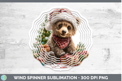 Grizzly Bear Wind Spinner Woodland Christmas Santa Sublimati