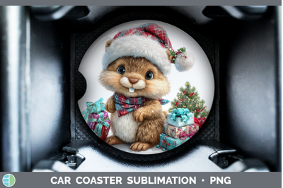 Beaver Car Coaster Woodland Christmas Santa Sublimation Drin