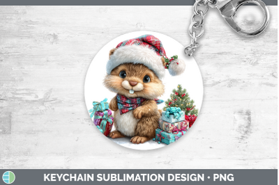 Beaver Keychain Woodland Christmas Santa Sublimation Keyring