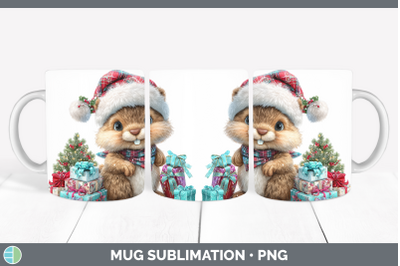 Beaver Mug Wrap Woodland Christmas Santa Sublimation Coffee