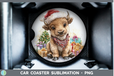 Bison Car Coaster Woodland Christmas Santa Sublimation Drink