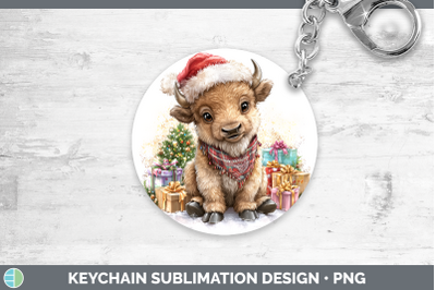 Bison Keychain Woodland Christmas Santa Sublimation Keyring