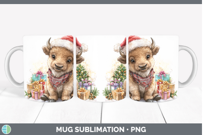 Bison Mug Wrap Woodland Christmas Santa Sublimation Coffee C