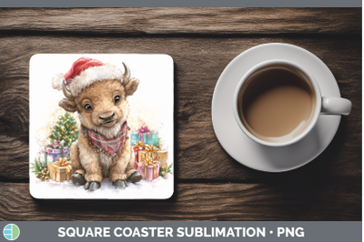 Bison Square Coaster Woodland Christmas Santa Sublimation Dr