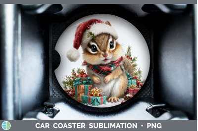 Chipmunk Car Coaster Woodland Christmas Santa Sublimation Dr