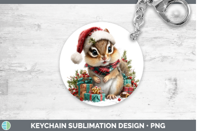 Chipmunk Keychain Woodland Christmas Santa Sublimation Keyri