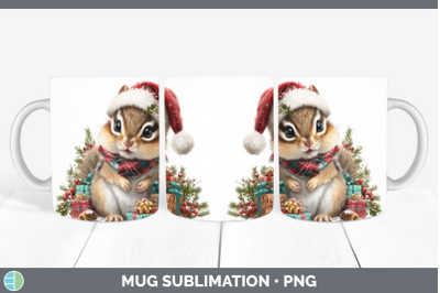Chipmunk Mug Wrap Woodland Christmas Santa Sublimation Coffe