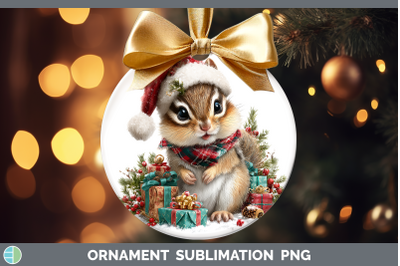 Chipmunk Ornament Woodland Christmas Santa Sublimation Baubl