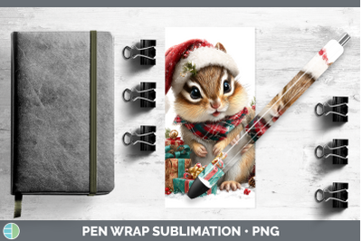 Chipmunk Pen Wrap Woodland Christmas Santa Sublimation Pen D