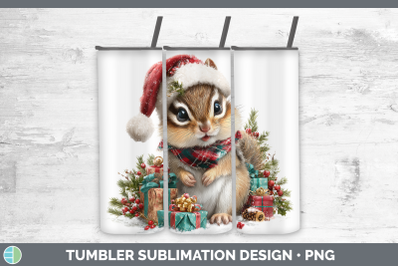 Chipmunk Tumbler Woodland Christmas Santa Sublimation 20 oz