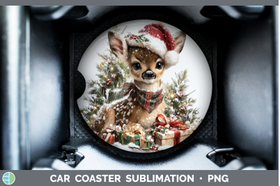 Deer Car Coaster Woodland Christmas Santa Sublimation Drink