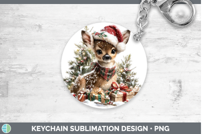 Deer Keychain Woodland Christmas Santa Sublimation Keyring D