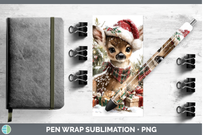 Deer Pen Wrap Woodland Christmas Santa Sublimation Pen Desig