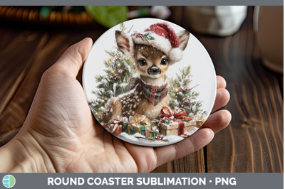 Deer Round Coaster Woodland Christmas Santa Sublimation Coas