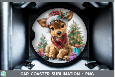 Elk Car Coaster Woodland Christmas Santa Sublimation Drink M