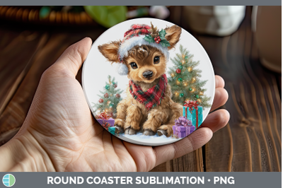 Elk Round Coaster Woodland Christmas Santa Sublimation Coast