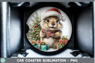 Groundhog Car Coaster Woodland Christmas Santa Sublimation D