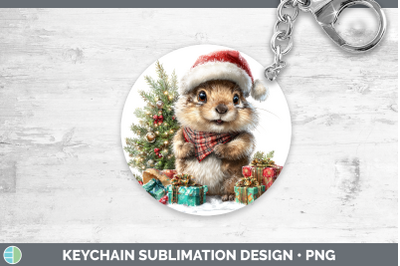 Groundhog Keychain Woodland Christmas Santa Sublimation Keyr