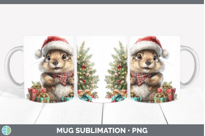 Groundhog Mug Wrap Woodland Christmas Santa Sublimation Coff