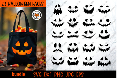 Halloween Pumpkin Face Bundle SVG, Pumpkin Faces Cut File