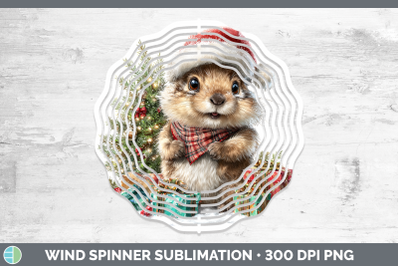 Groundhog Wind Spinner Woodland Christmas Santa Sublimation