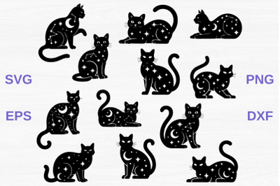 Celestial Cats SVG Bundle