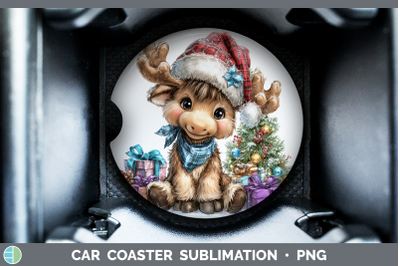 Moose Car Coaster Woodland Christmas Santa Sublimation Drink