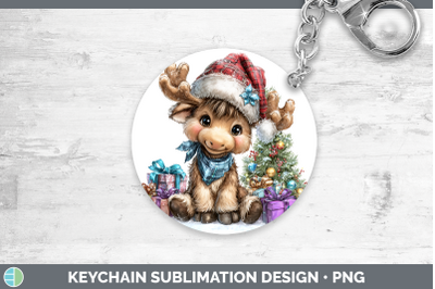 Moose Keychain Woodland Christmas Santa Sublimation Keyring
