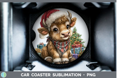 Musk Ox Car Coaster Woodland Christmas Santa Sublimation Dri