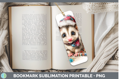 Opossum Bookmark Woodland Christmas Santa Sublimation Printa