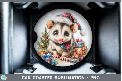Opossum Car Coaster Woodland Christmas Santa Sublimation Dri