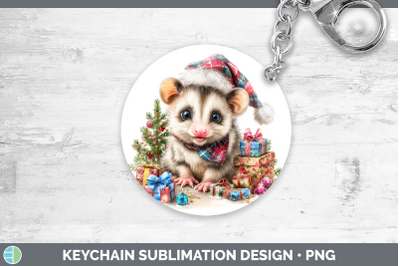 Opossum Keychain Woodland Christmas Santa Sublimation Keyrin