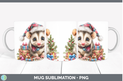 Opossum Mug Wrap Woodland Christmas Santa Sublimation Coffee