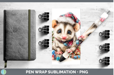 Opossum Pen Wrap Woodland Christmas Santa Sublimation Pen De