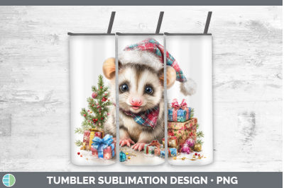 Opossum Tumbler Woodland Christmas Santa Sublimation 20 oz S