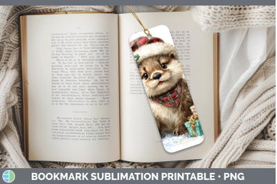 Otter Bookmark Woodland Christmas Santa Sublimation Printabl