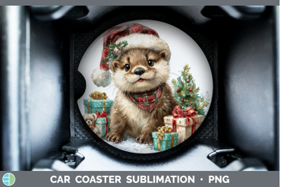 Otter Car Coaster Woodland Christmas Santa Sublimation Drink