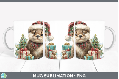Otter Mug Wrap Woodland Christmas Santa Sublimation Coffee C