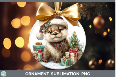 Otter Ornament Woodland Christmas Santa Sublimation Bauble D