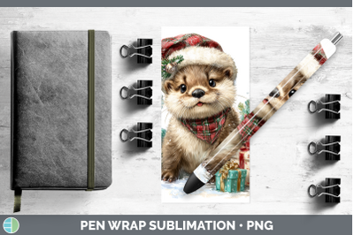 Otter Pen Wrap Woodland Christmas Santa Sublimation Pen Desi
