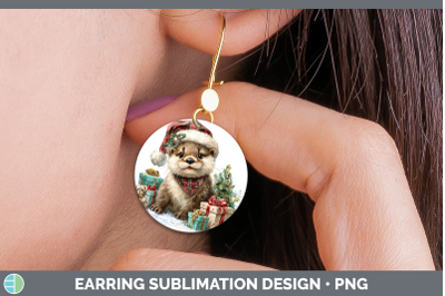 Otter Round Earrings Woodland Christmas Santa Sublimation Ea