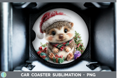 Porcupine Car Coaster Woodland Christmas Santa Sublimation D
